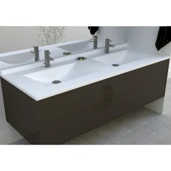 Plan double vasque en résine de synthèse RESIPLAN - 140 cm