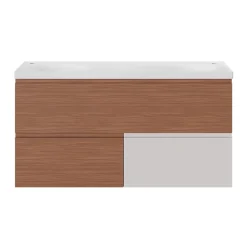 Plan double vasque l.120 x P.45 cm en céramique avec plage de dépose au centre, blanc, Kentia