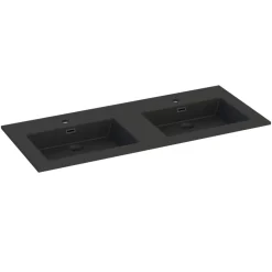 Plan double vasque noir mat en résine l.120 cm, Pamili