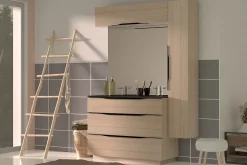 Plan double vasque noir mat en résine l.120 cm, Pamili