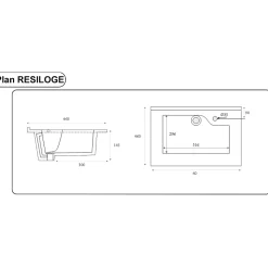Plan simple vasque design RESILOGE - 60 cm