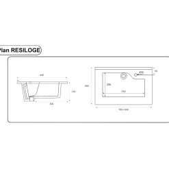 Plan simple vasque design gris RESILOGE - 70 cm