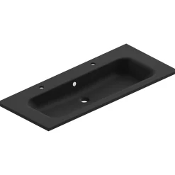 Plan simple vasque noir en résine l.120 cm pour 2 robinets, Pura+