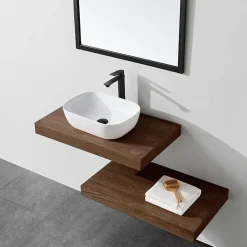 Plan suspendu pour vasque TOP noyer 120 x 46 cm