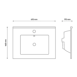 Plan vasque à encastrer blanc en céramique l.61 cm, Opah