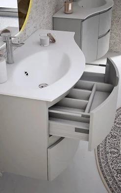 Plan vasque à gauche résine 104 cm Vague
