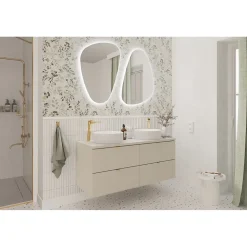 Plan vasque BELLA 120 cm Coloris marron congo Finition mate pour meuble suspendu