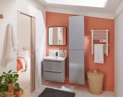 Plan vasque blanc en céramique l.60 cm GoodHome Nira