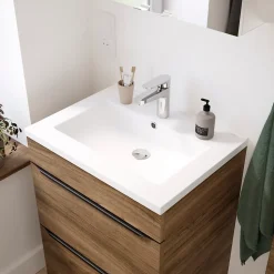 Plan vasque blanc en céramique l.60 cm GoodHome Nira