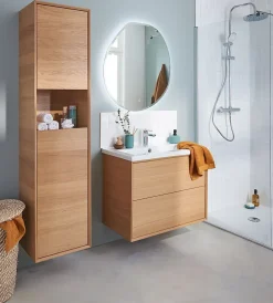 Plan vasque blanc en céramique l.80 cm GoodHome Nira