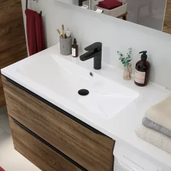 Plan vasque blanc en céramique l.80 cm GoodHome Nira