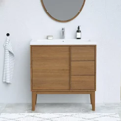 Plan vasque blanc en céramique l.80 cm GoodHome Nira
