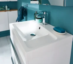 Plan vasque blanc en résine l.60 cm GoodHome Mila