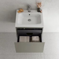 Plan vasque blanc en résine l.60 cm, Pura+