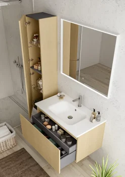 Plan vasque blanc en résine l.90 cm, Pura+