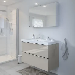Plan vasque blanc en résine l.100 cm GoodHome Mila