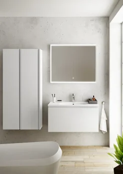 Plan vasque blanc mat en résine l.90 cm, Pura+
