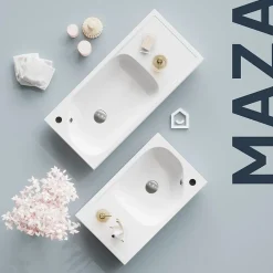 Plan vasque blanc satin en résine l.80,4 x P.36,2 cm, GoodHome Maza