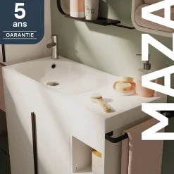 Plan vasque blanc satin en résine l.80,4 x P.36,2 cm, GoodHome Maza