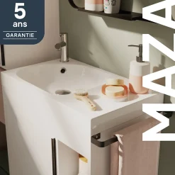Plan vasque blanc satin en résine l.60,4 x P.36,2 cm, GoodHome Maza