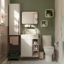 Plan vasque blanc satin en résine l.60,4 x P.36,2 cm, GoodHome Maza