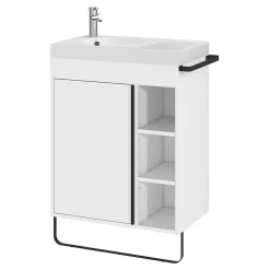 Plan vasque blanc satin en résine l.60,4 x P.36,2 cm, GoodHome Maza