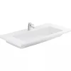 Plan vasque céramique traditionnelle SANINDUSA Palm 100 blanc a poser sur plan ou meuble