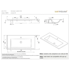 Plan vasque céramique traditionnelle SANINDUSA Palm 100 blanc a poser sur plan ou meuble