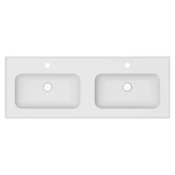 Plan vasque double blanc en céramique l.120 cm, GoodHome Endell