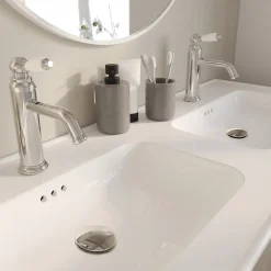 Plan vasque double blanc en céramique l.120 cm, GoodHome Endell
