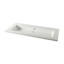 Plan vasque double blanc en résine l.120 cm, Calao
