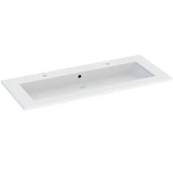 Plan vasque double blanc en résine l.120 cm, Calao
