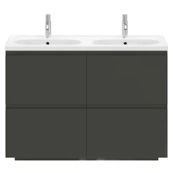 Plan vasque double l.120,6 x H.12,3 x P.45,2 cm, en céramique blanche, GoodHome levanna