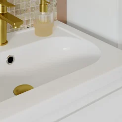 Plan vasque double l.120,6 x H.12,3 x P.45,2 cm, en céramique blanche, GoodHome levanna