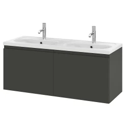 Plan vasque double l.120,6 x H.12,3 x P.45,2 cm, en céramique blanche, GoodHome levanna