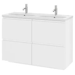 Plan vasque double l.120,6 x H.12,3 x P.45,2 cm, en céramique blanche, GoodHome levanna