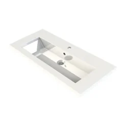 Plan vasque faible profondeur l.90 cm blanc en résine, Calao