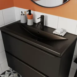 Plan vasque faible profondeur noir GoodHome Nira 80 cm