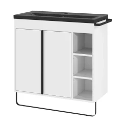 Plan vasque faible profondeur noir GoodHome Nira 80 cm