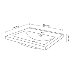 Plan vasque faible profondeur noir GoodHome Nira 50 cm