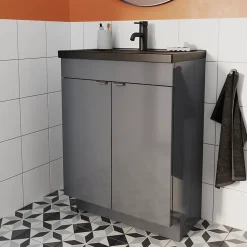 Plan vasque faible profondeur noir GoodHome Nira 60 cm