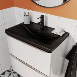 Plan vasque faible profondeur noir GoodHome Nira 60 cm