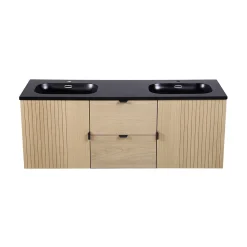 Plan vasque intégré en résine de synthèse ENIO 140cm noir