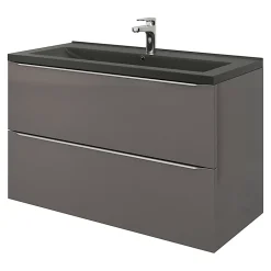 Plan vasque l.100 cm GoodHome Nira en porcelaine vitrifié coloris noir