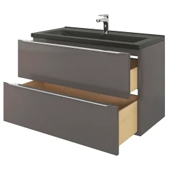 Plan vasque l.100 cm GoodHome Nira en porcelaine vitrifié coloris noir