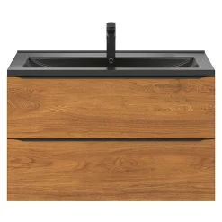 Plan vasque l.100 cm GoodHome Nira en porcelaine vitrifié coloris noir