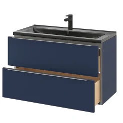 Plan vasque l.100 cm GoodHome Nira en porcelaine vitrifié coloris noir