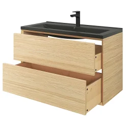 Plan vasque l.100 cm GoodHome Nira en porcelaine vitrifié coloris noir