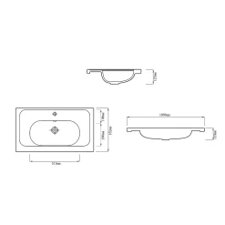 Plan vasque l.100,6 x H.12,3 x P.45,2 cm, en céramique blanche, GoodHome levanna