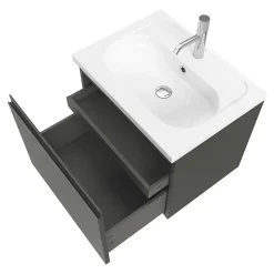 Plan vasque l.60,6 x H.12,3 x P.45,2 cm, en céramique blanche, GoodHome levanna